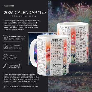 Mug en céramique personnalisé de 11 oz. Calendrier