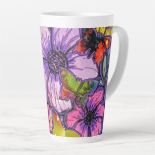 Mug en latte de design floral