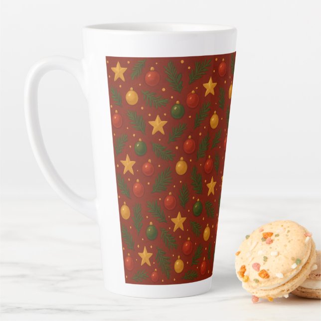Mug en latte de Noël rouge - Festive Vacances en c (En situation)