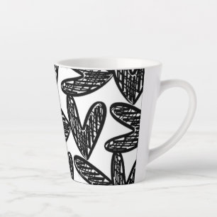 Mug en latte du coeur Abstrait noir