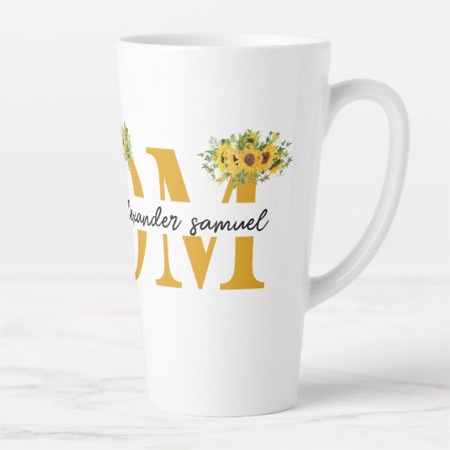 Mug en latte MOM personnalisé avec les noms des en (Droite)