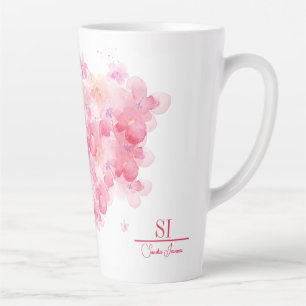 Mug en latte monogramme personnalisé   Floral mode