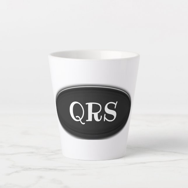 Mug en latte - Ovale noir avec initiales (Devant)