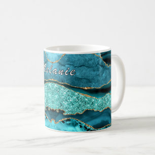 Mug en marbre turquoise en Parties scintillant ble