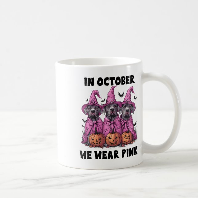 Mug En Octobre Nous Portons Pink Great Dane Halloween  (Droite)