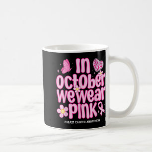 Mug En Octobre Nous Portons Rose Retro Disco Cancer Du