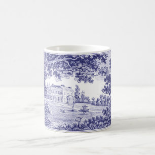 Mug en toile bleue - Décor champêtre français