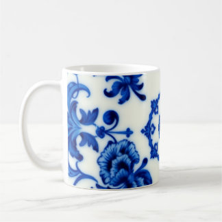 Mug en verre dépoli à motifs botaniques bleu aquar