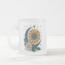 Mug en verre givré à fleurs célestes