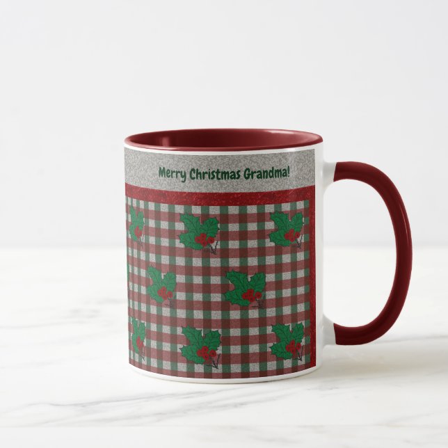 Mug en vichy de Noël des années 1940 - Personnalisé (Droite)