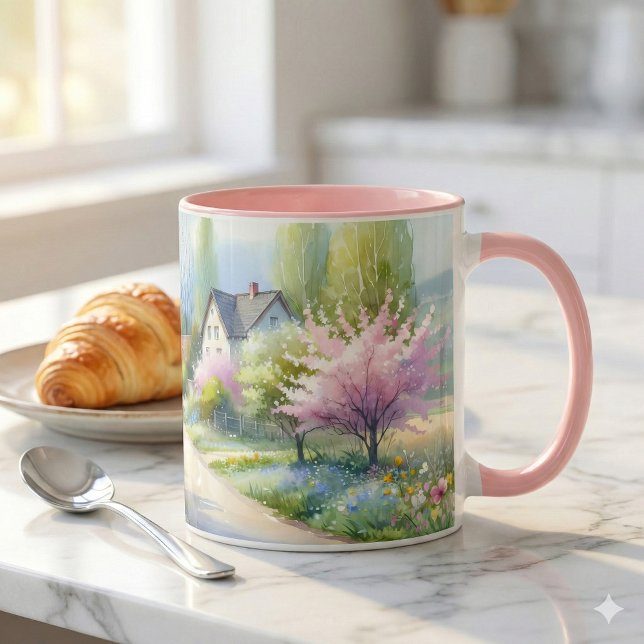 Mug Enchanted Blossom Country Lane (Enchanted Blossom Country Lane Mug Mockup 1)