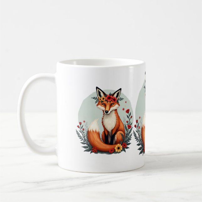 Mug Enchanter Floral Fox Woodland Folk Art (Gauche)