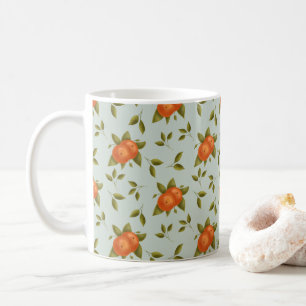 Mug Enchanter Oranges Motif sur fond Turquoise clair