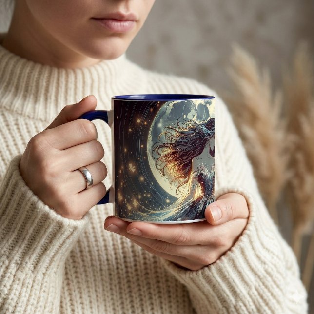 Mug Enchanteresse Papillon au Clair de Lune Fantastiqu (Moonlit Butterfly Enchantress Fantasy Mug In Use)