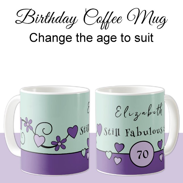 Mug Encore fabuleux à 70 nom vert violet (Créateur téléchargé)