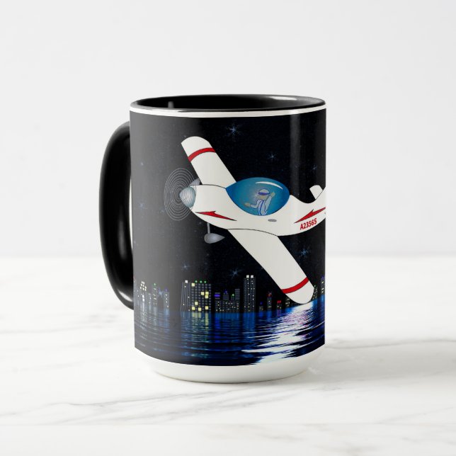 Mug Encouragement Vol Haut Reach Dream Avion nuit (Devant gauche)