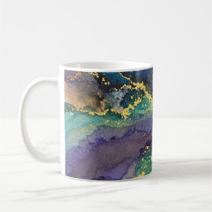 Mug Encre d'alcool d'or multicolore Liquide Art Abstra