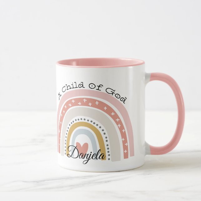 Mug Enfant arc-en-ciel personnalisé de Dieu Bible Vers (Droite)