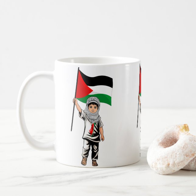 Mug Enfant avec Keffiyeh Palestine Drapeau et olivier (Avec donut)