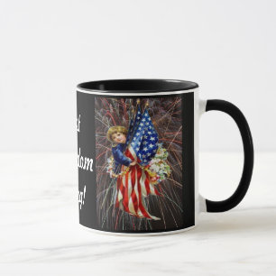 Mug Enfant patriotique vintage et feux d'artifice