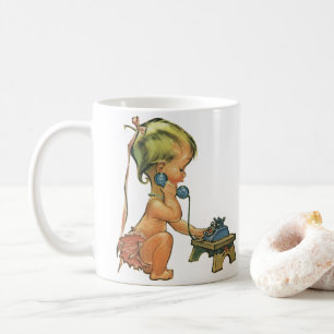 Mug Enfant Vintage Mignonne Fille Blonde Parlant sur u