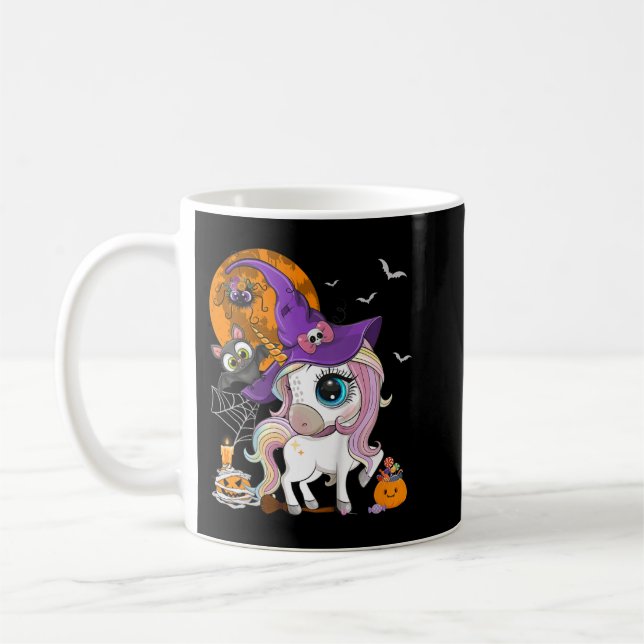 Mug Enfants Cute Unicorn sorcière Casquette Citrouille (Gauche)