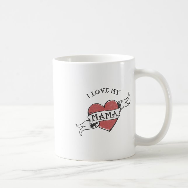 Mug Enfants J'Aime Ma Mama Heart Tattoo Fête des mères (Droite)