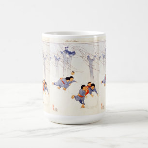 Mug Enfants japonais roulant de grandes boules de neig