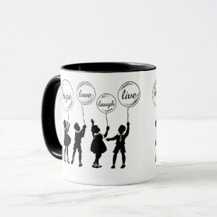 Mug Enfants Silhouette Mots d'inspiration Ballons