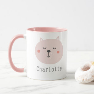 Mug Enfants super mignon deux tons rose Kitten Personn