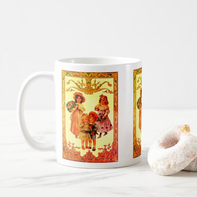 Mug Enfants victoriens d'art vintage (Avec donut)