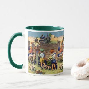 Mug Enfants vintage faisant signe au fermier local sur