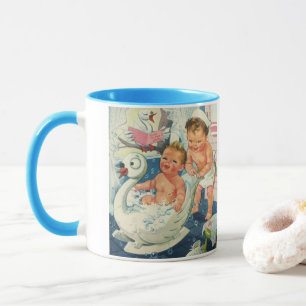 Mug Enfants vintage jouant avec des bulles dans une ba