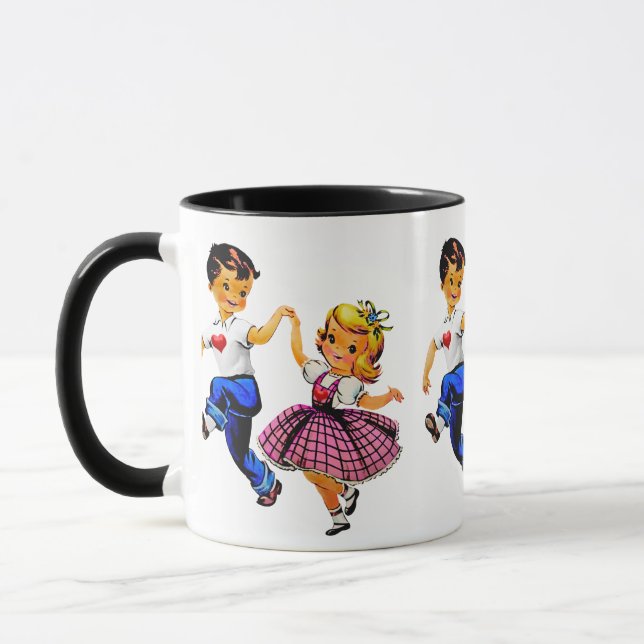 Mug Enfants vintages Garçon et fille : adorable (Gauche)