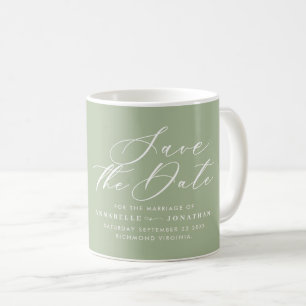 Mug Enregistrer la date sauge vert élégant mariage de 