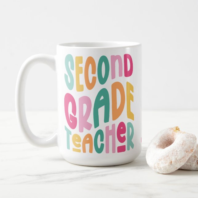 Mug Enseignant de Deuxième Année Conception de Typogra (Avec donut)