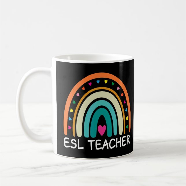 Mug Enseignant de l'ESL Boho Arc-en-ciel Retour à l'éc (Gauche)