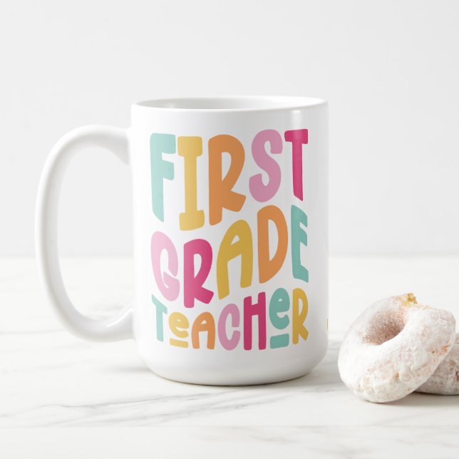 Mug Enseignant de Première Année Conception de Typogra (Avec donut)