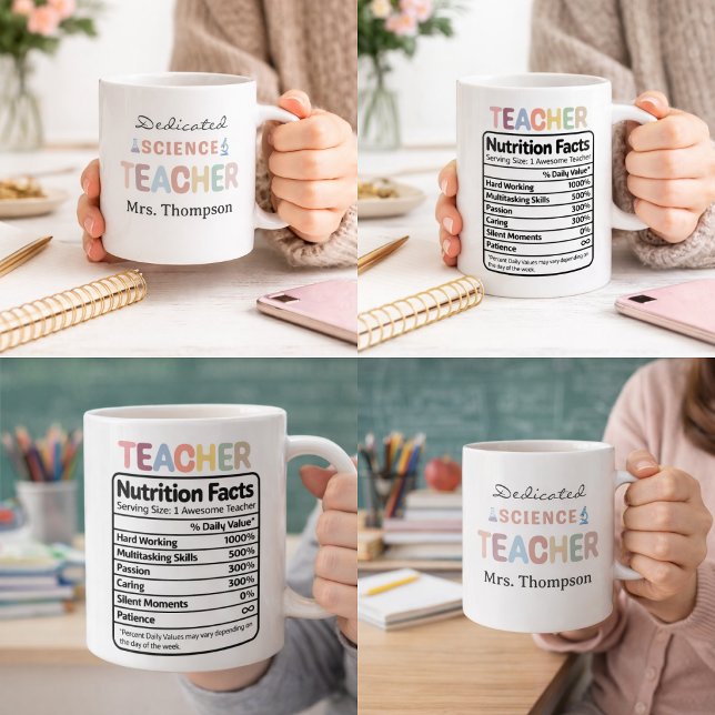 Mug Enseignant en sciences dévoué Nom personnalisé (Dedicated Science Teacher Personalized Name Coffee Mug)