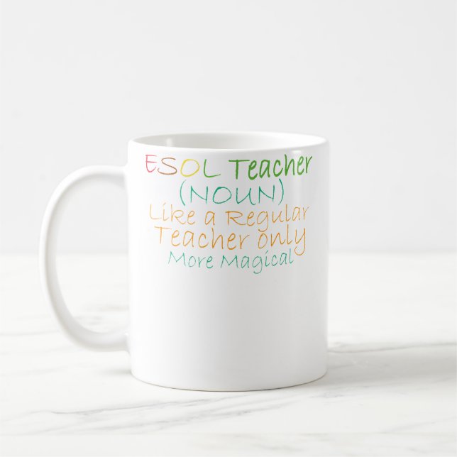 Mug Enseignant Esol Nom Comme Un Enseignant Régulier S (Gauche)
