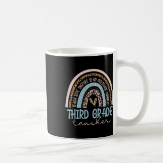 Mug Enseignant Leopard Boho Rainbow Retour À L'École
