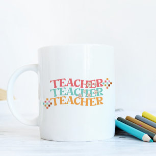 Mug Enseignant Rétro dans le Style Coloré des Années 7