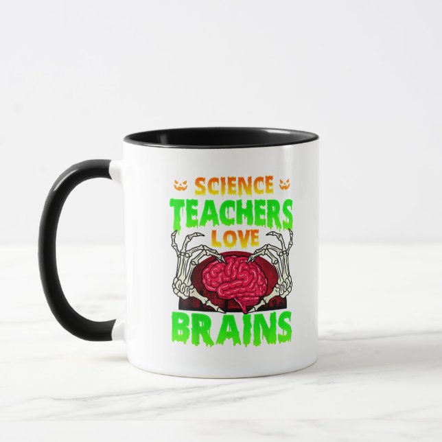 Mug Enseignants Cerveaux Squelette Coeur main Hallowee (Gauche)
