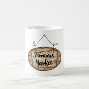 Mug Enseigne de marché de fermiers en faux bois