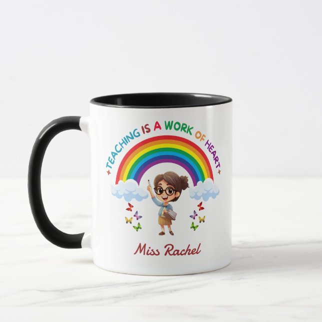 Mug Enseigner est une œuvre du cœur Enseignant Arc-en- (Gauche)