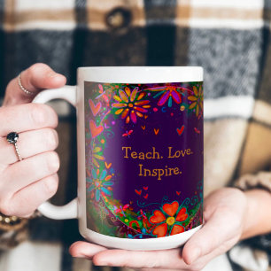 Mug Enseigner l'amour Inspirer Citation Nom Floral Vio