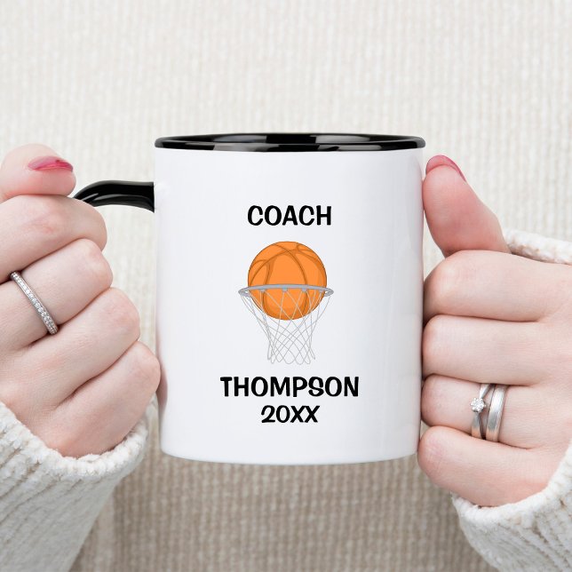 Mug Entraîneur de basket-ball noir et blanc (Créateur téléchargé)
