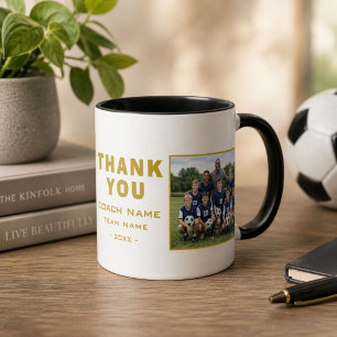 Mug Entraîneur de Football Soccer Merci Photo d'Équipe