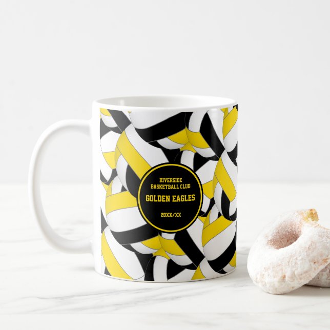 Mug entraîneur de volley-ball en or noir merci à vous (Avec donut)