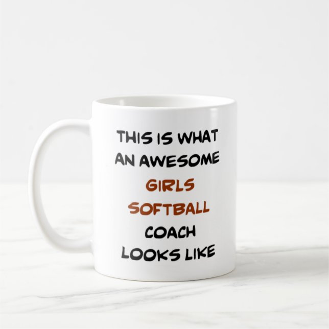 Mug entraîneur filles softball, génial (Gauche)